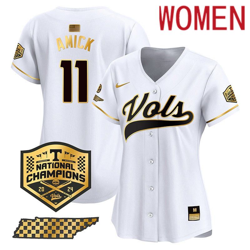 Women Tennessee Volunteers #11 Amick White 2024 Nike Champions Vapor Premier Limited NCAA Jersey style 1